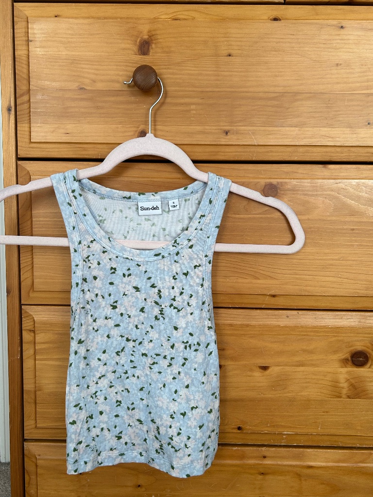 Floral Rib Crop Tank